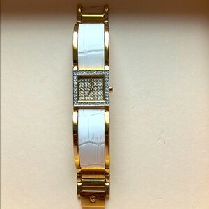 Gold and White Bracelet Watch
